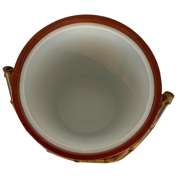 Vintage Vinyl Tropical Wood Handle Ice Bucket With Lid Barware Tiki Man Cave - Picture 7 of 9